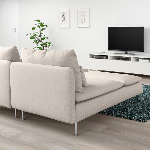 SÖDERHAMN 2-seat sofa with chaise longue, Gunnared beige, 186 cm
