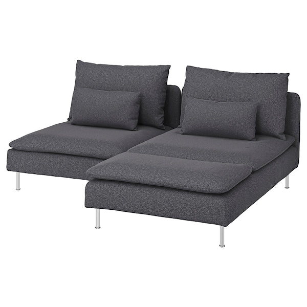 SÖDERHAMN - Divano a 2 posti con chaise-longue, Gunnared grigio fumo