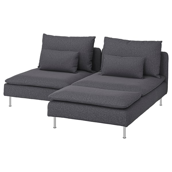 SÖDERHAMN 2-seat sofa with chaise longue, Gunnared medium grey, 186x14x99 cm