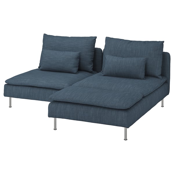 SÖDERHAMN 2-seat sofa with chaise longue, Hillared dark blue, 186 cm