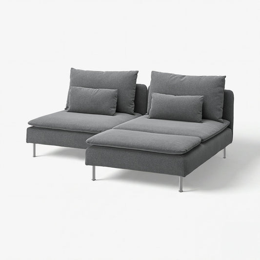 SÖDERHAMN 2-seat sofa with chaise longue, Johanneshov dark grey, 186 cm