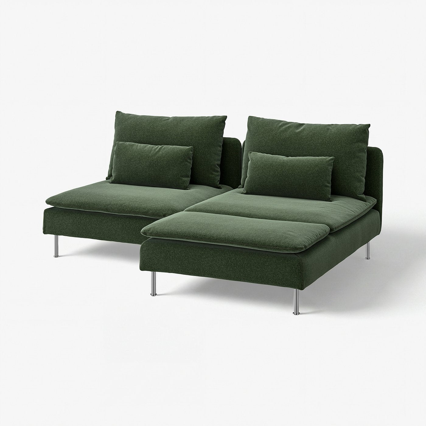 SÖDERHAMN 2-seat sofa with chaise longue, Johanneshov dark green, 186 cm