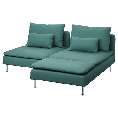 SÖDERHAMN 2-seat sofa with chaise longue, Kelinge grey-turquoise, 186x14x99 cm