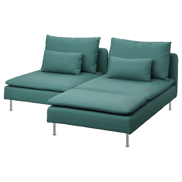 SÖDERHAMN - 2-seater sofa with chaise-longue, Kelinge grey-turquoise