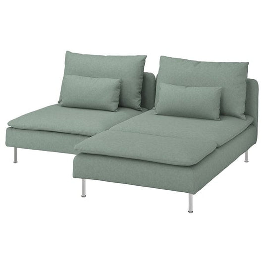 Ikea SÖDERHAMN - 2-seater sofa with chaise-longue, Tallmyra light green