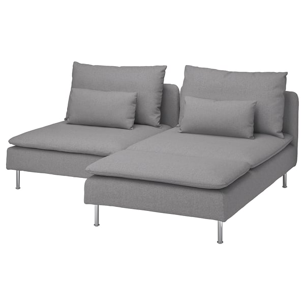 SÖDERHAMN 2-seat sofa with chaise longue, Tonerud grey, 186 cm