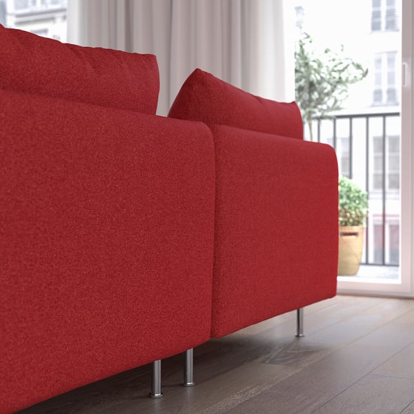 SÖDERHAMN - 2-seater sofa with chaise-longue, Tonerud red