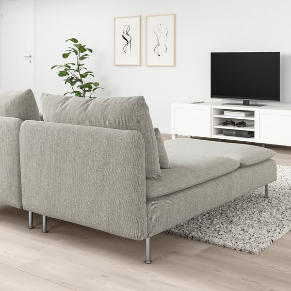 SÖDERHAMN 2-seat sofa, with chaise longue/Viarp beige/brown, 186 cm