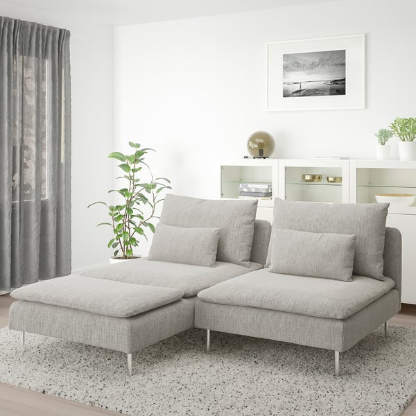 SÖDERHAMN 2 seater sofa - with beige/brown chaise-longue/Viarp ,