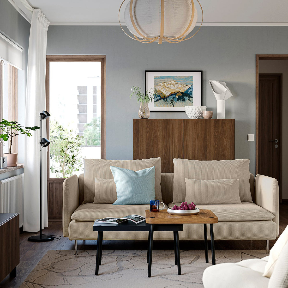 SÖDERHAMN 3-seat sofa, Alhamn deep orange-red, 198 cm
