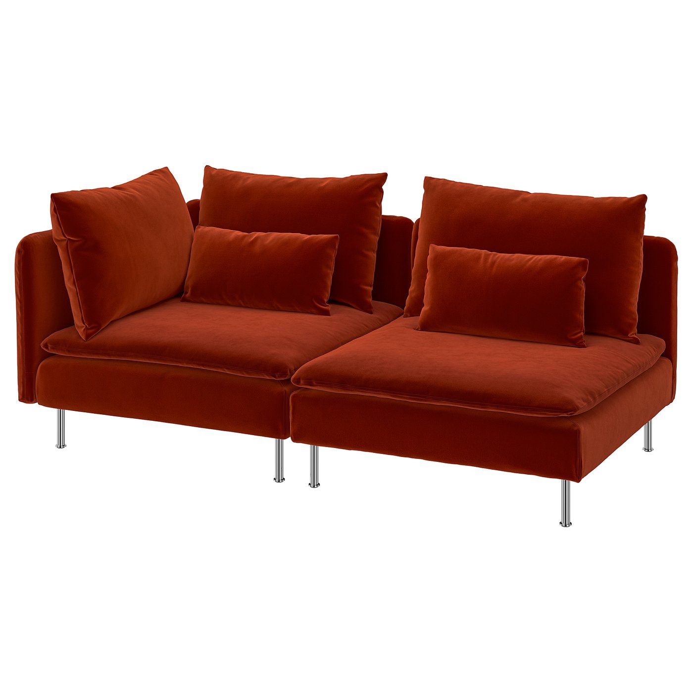 SÖDERHAMN 3-seat sofa, with open end/Alhamn deep orange-red, 192 cm