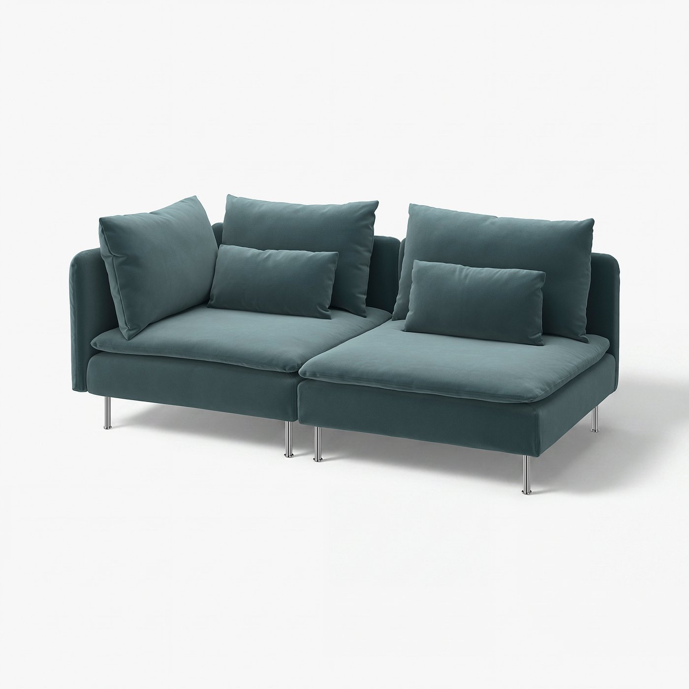 SÖDERHAMN 3-seat sofa, with open end/Alhamn dark grey-blue, 192 cm