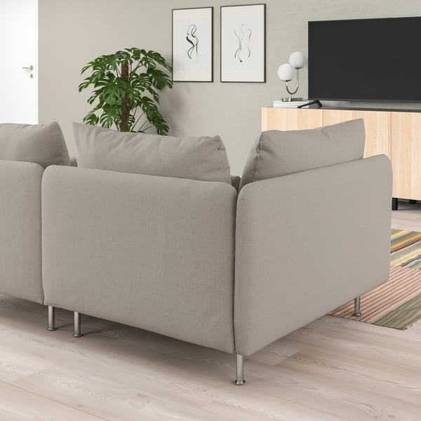 SÖDERHAMN 3-seat sofa, with open end/Fridtuna light beige, 192 cm