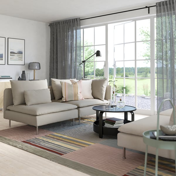 SÖDERHAMN 3-seat sofa, with open end/Fridtuna light beige, 192 cm