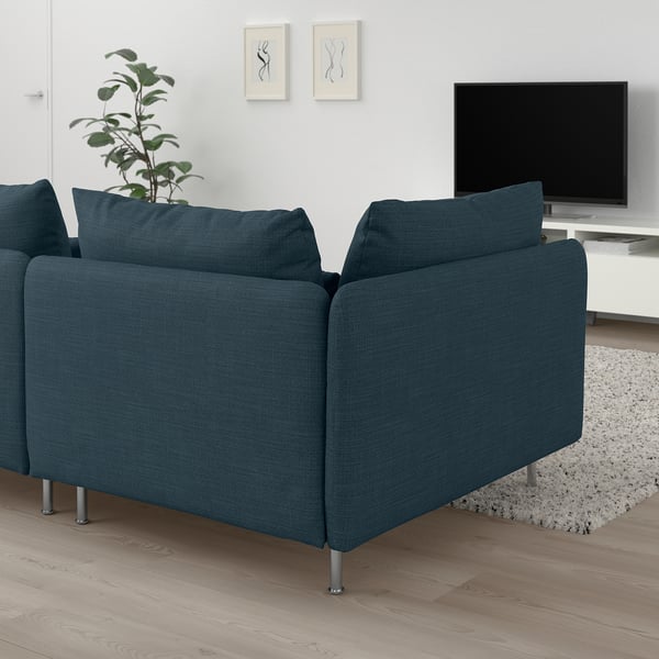 SÖDERHAMN 3-seat sofa, with open end/Hillared dark blue, 192 cm