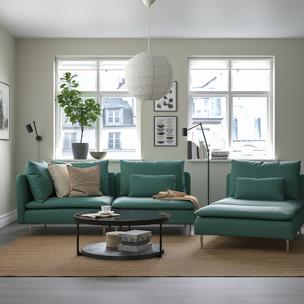 SÖDERHAMN - 3-seater sofa, open end/Kelinge grey-turquoise