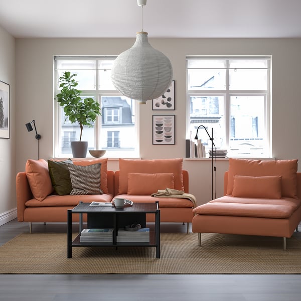 SÖDERHAMN 3-seat sofa, with open end/Kelinge rust, 192 cm