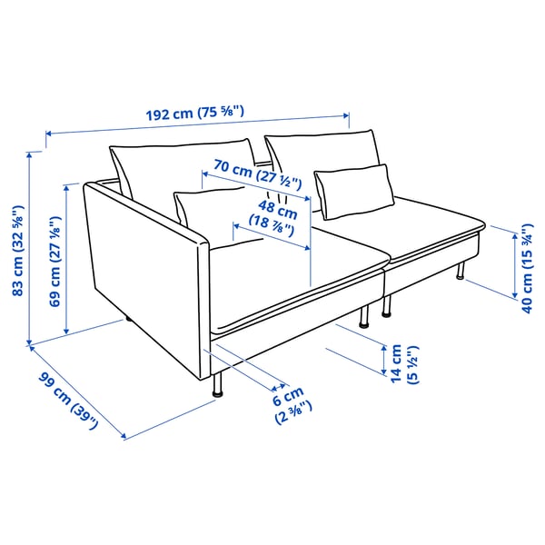 SÖDERHAMN 3-seat sofa, with open end/Tallmyra medium grey, 192 cm