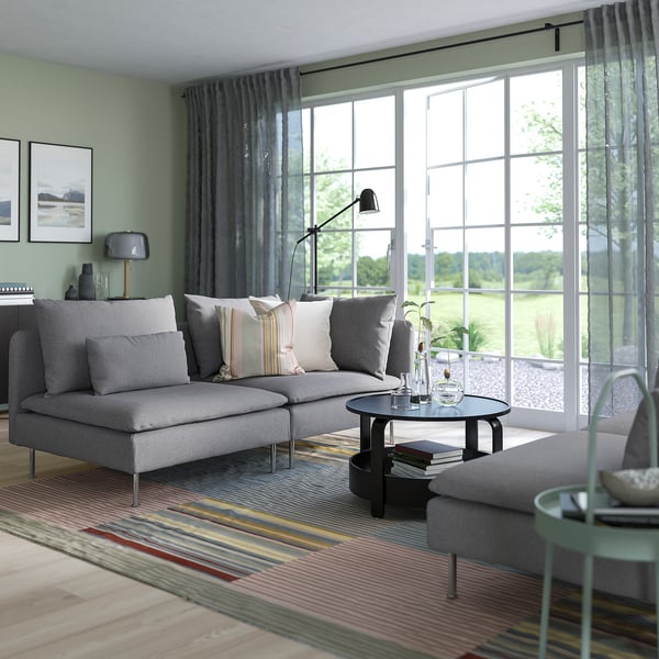 SÖDERHAMN 3-seat sofa, with open end/Tonerud grey, 192 cm