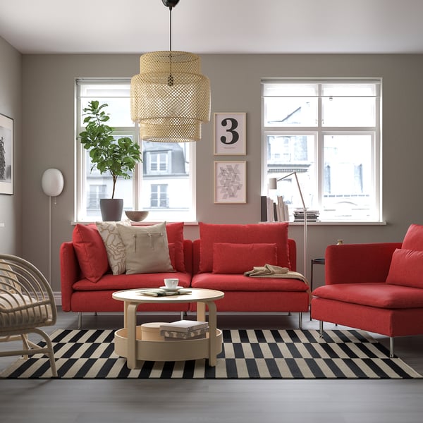 SÖDERHAMN 3-seat sofa, with open end/Tonerud red, 192 cm