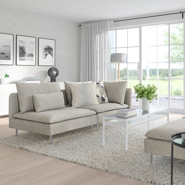 SÖDERHAMN 3-seat sofa, with open end/Viarp beige/brown, 192 cm