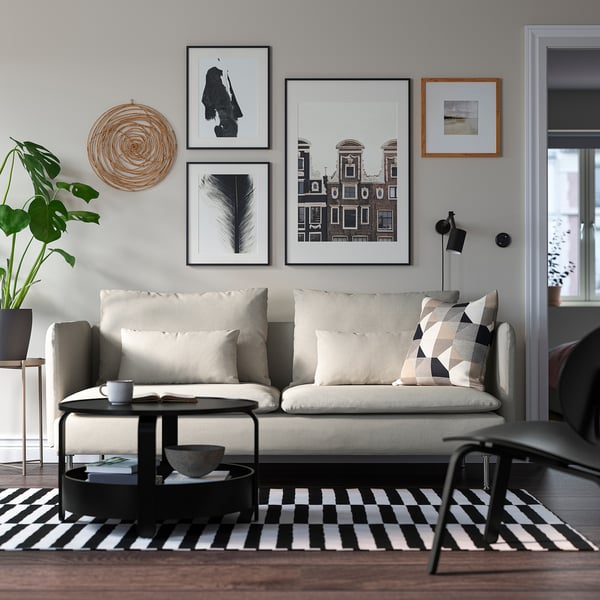 SÖDERHAMN 3-seater sofa, Fridtuna light beige ,