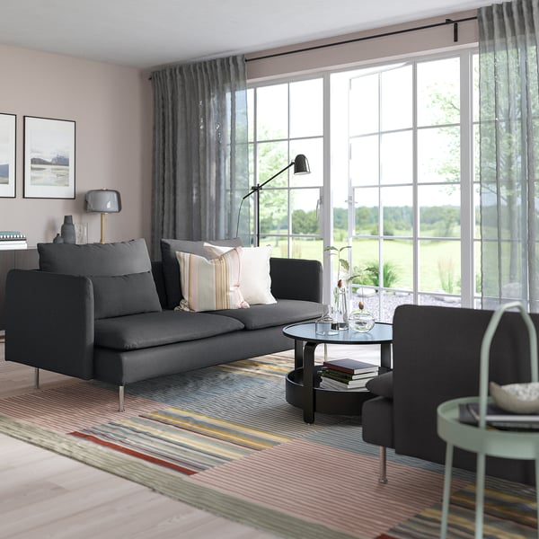 SÖDERHAMN 3-seater sofa, Fridtuna dark grey ,