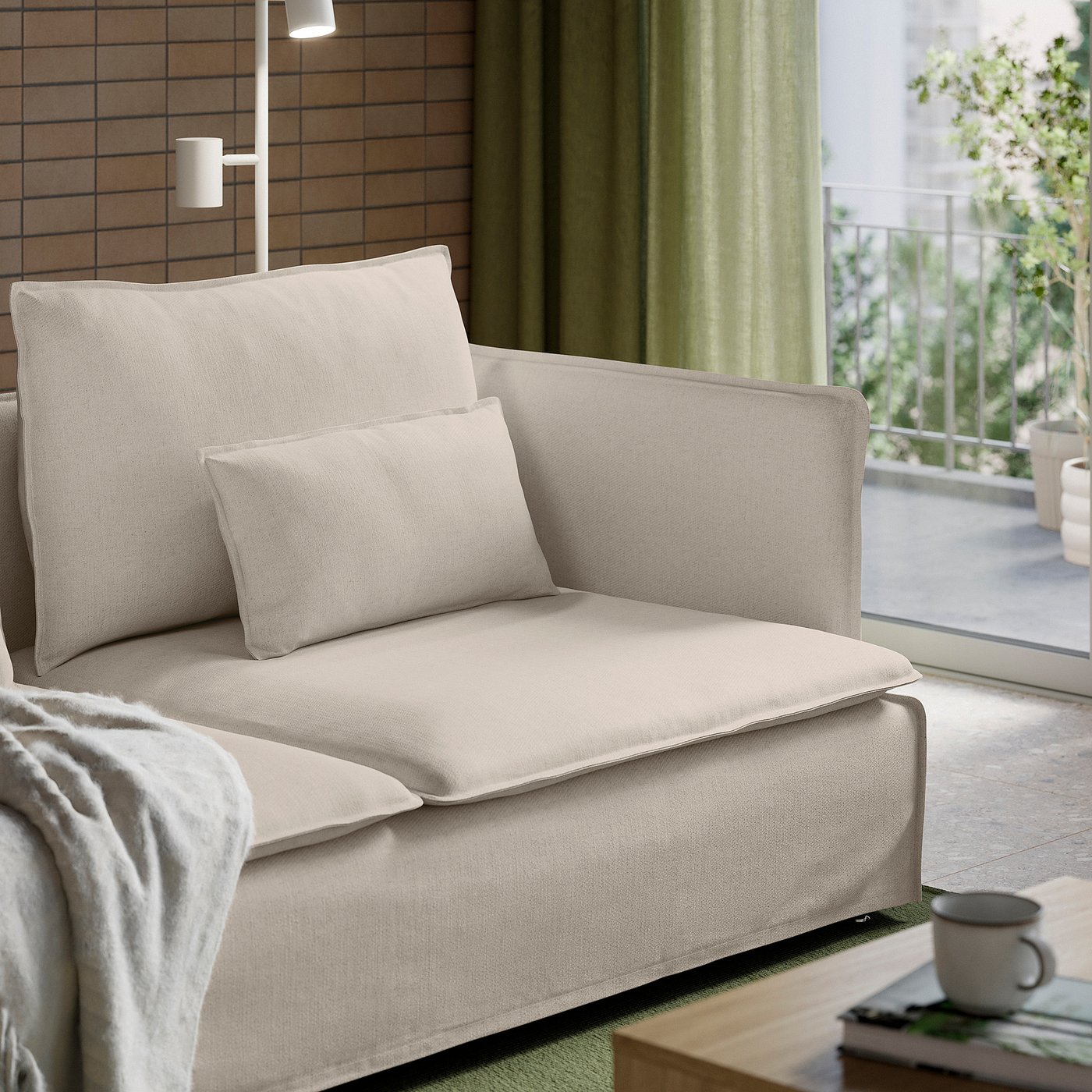 SÖDERHAMN 3-seat sofa, Gransel natural, 198 cm