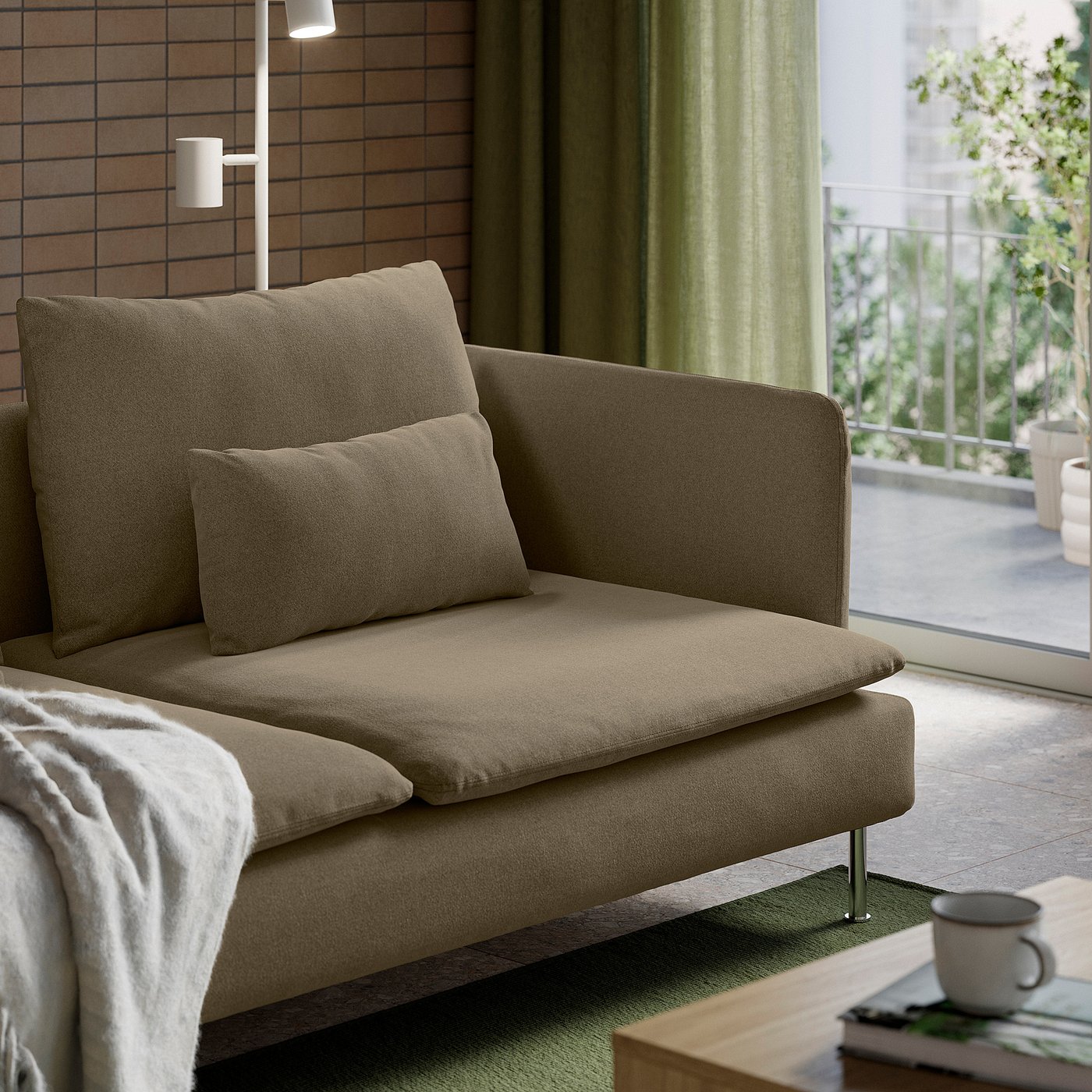 SÖDERHAMN 3-seat sofa, Johanneshov brown-beige, 198 cm