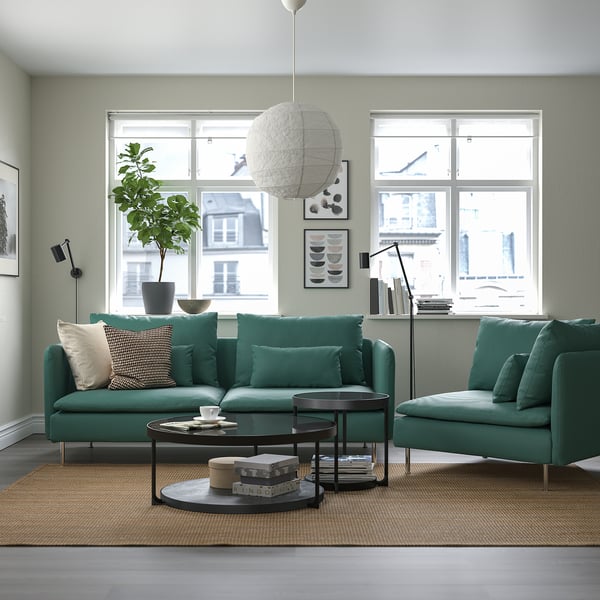 SÖDERHAMN - 3-seater sofa, Kelinge grey-turquoise