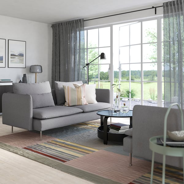 SÖDERHAMN 3-seat sofa, Tonerud grey, 186x14x99 cm