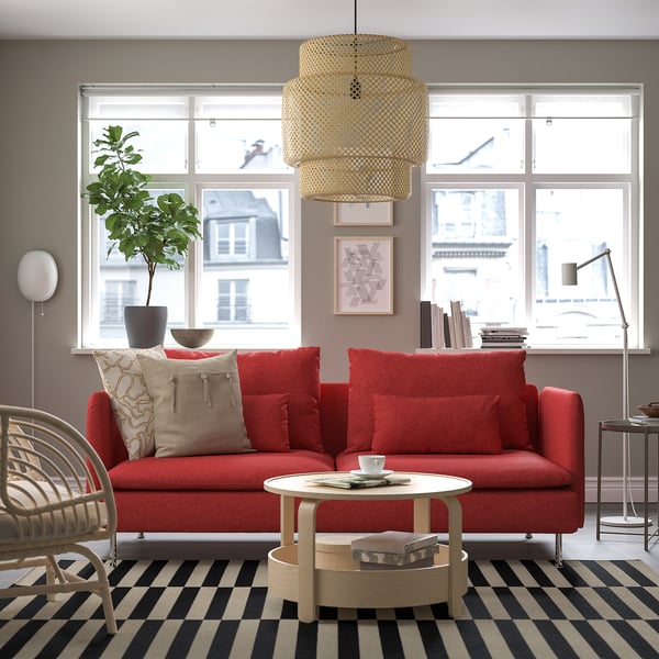 SÖDERHAMN 3-seat sofa, Tonerud red, 186x14x99 cm