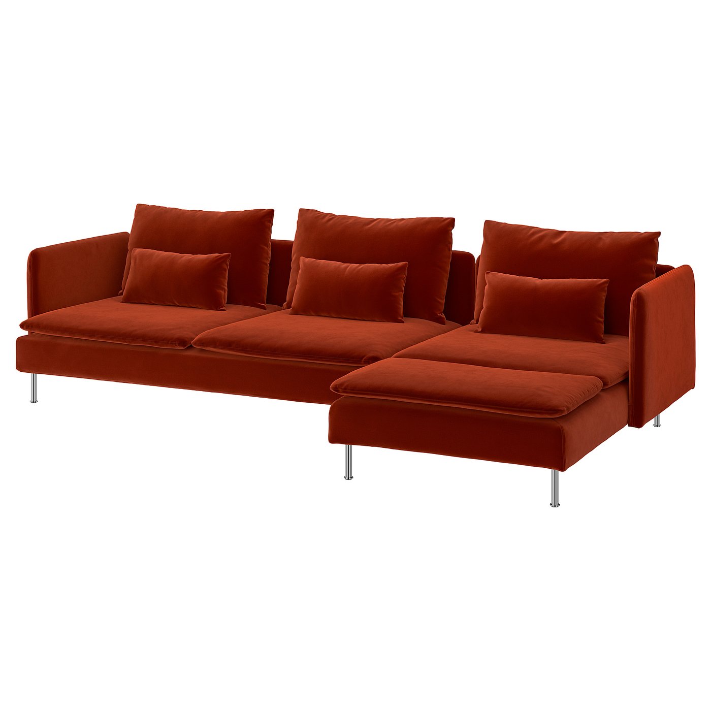 SÖDERHAMN 4-seat sofa, with chaise longue/Alhamn deep orange-red, 291 cm