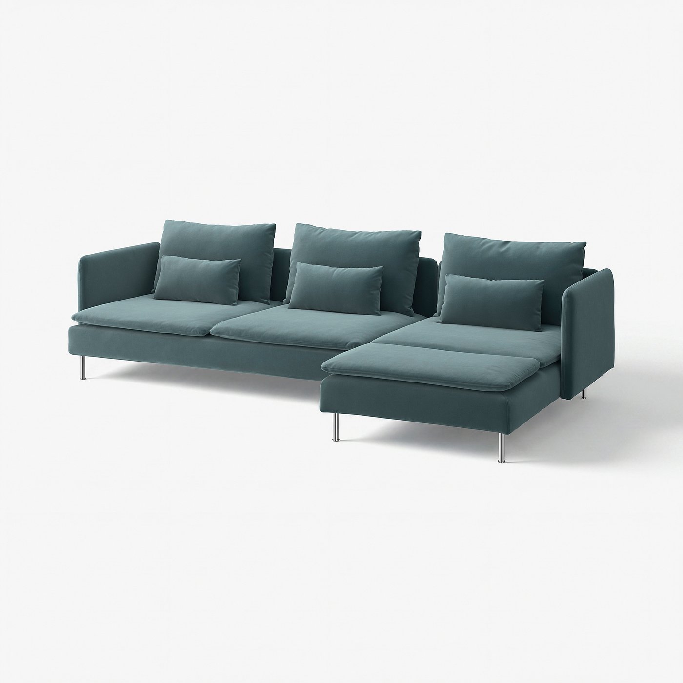 SÖDERHAMN 4-seat sofa, with chaise longue/Alhamn dark grey-blue, 291 cm