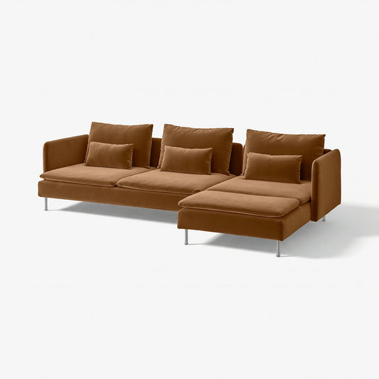 SÖDERHAMN 4-seat sofa, with chaise longue/Alhamn dark yellow-brown, 291 cm