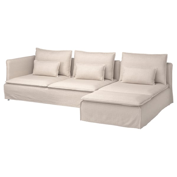 SÖDERHAMN 4-seat sofa with chaise longue, with open end Gransel/natural colour, 285 cm