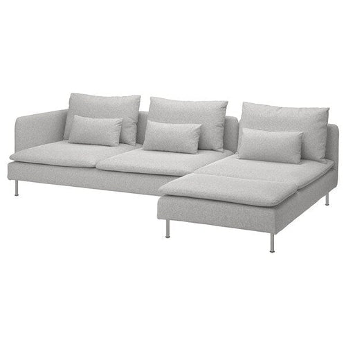 SÖDERHAMN 4-seat sofa with chaise longue, with open end/Tallmyra white/black, 291x14x151 cm