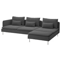 SÖDERHAMN 4-seat sofa with chaise longue, with open end/Tallmyra medium grey, 291 cm