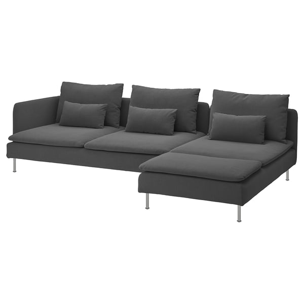 SÖDERHAMN 4-seat sofa with chaise longue, with open end/Tallmyra medium grey, 291 cm