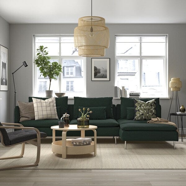 Ikea SÖDERHAMN - 4-seater sofa with chaise-longue, open end/Tallmyra dark green ikea_check