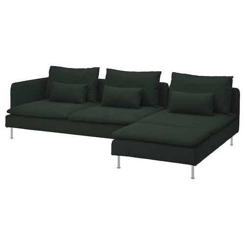 SÖDERHAMN 4-seat sofa with chaise longue, with open end/Tallmyra dark green, 291x14x151 cm