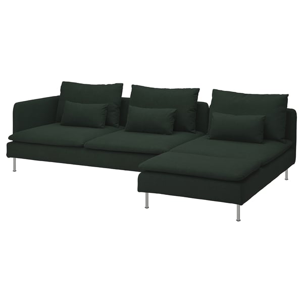 SÖDERHAMN 4-seat sofa with chaise longue, with open end/Tallmyra dark green, 291 cm