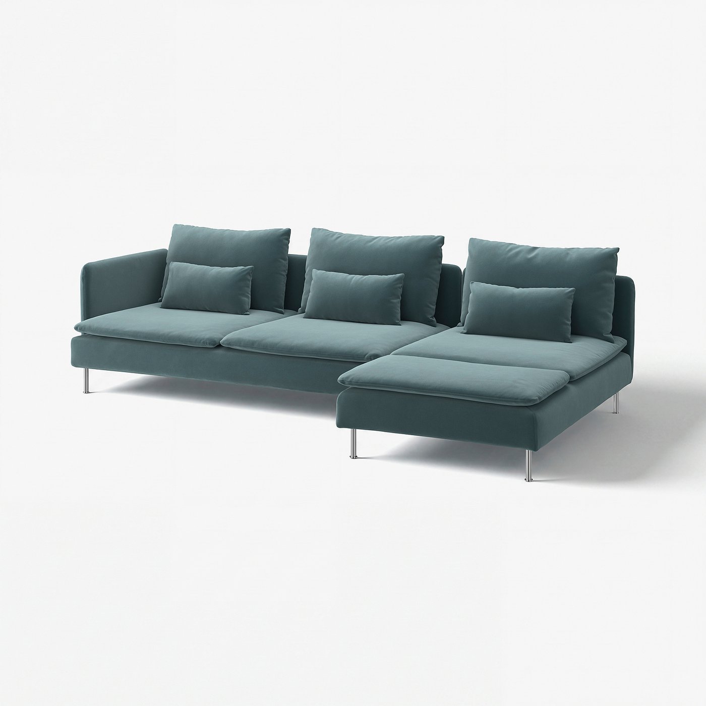 SÖDERHAMN 4-seat sofa with chaise longue, and open end/Alhamn dark grey-blue, 285 cm