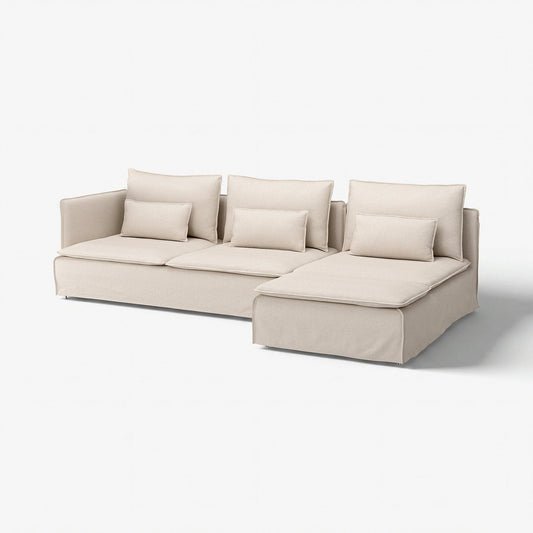 SÖDERHAMN 4-seat sofa with chaise longue, and open end/Gransel natural, 285 cm