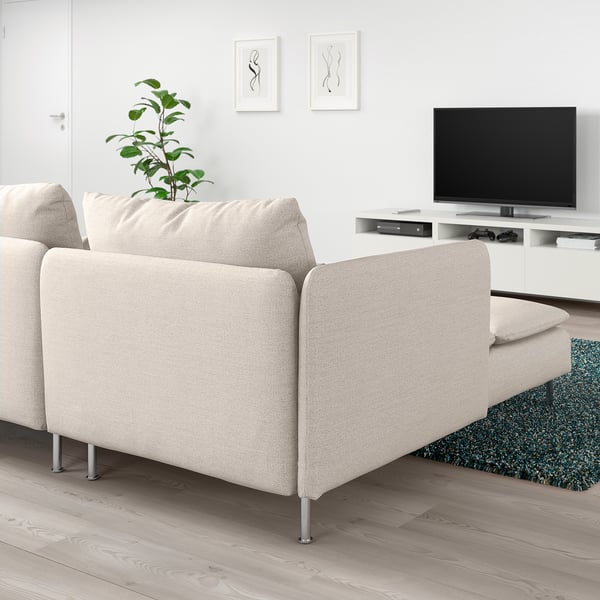 SÖDERHAMN 4-seat sofa with chaise longue, and open end/Gunnared beige, 285 cm