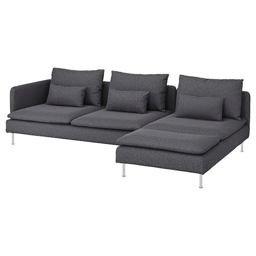 SÖDERHAMN 4-seat sofa with chaise longue, and open end/Gunnared medium grey, 6x14x151 cm