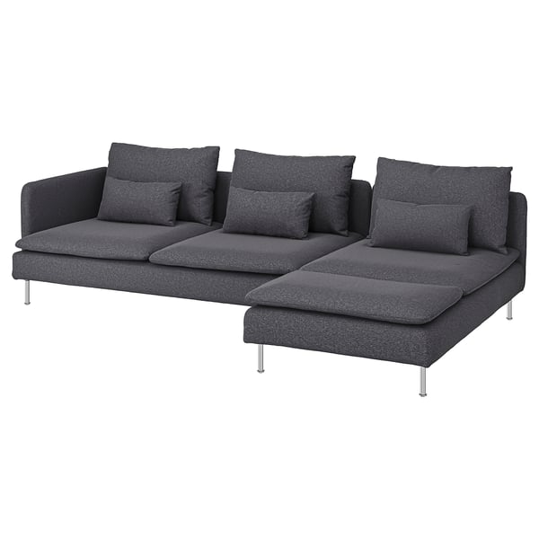 SÖDERHAMN 4-seat sofa with chaise longue, and open end/Gunnared medium grey, 285 cm