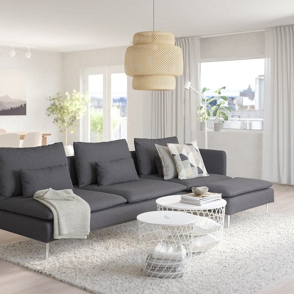 Ikea SÖDERHAMN - 4-seater sofa with chaise-longue and open end piece/Gunnared smoky grey