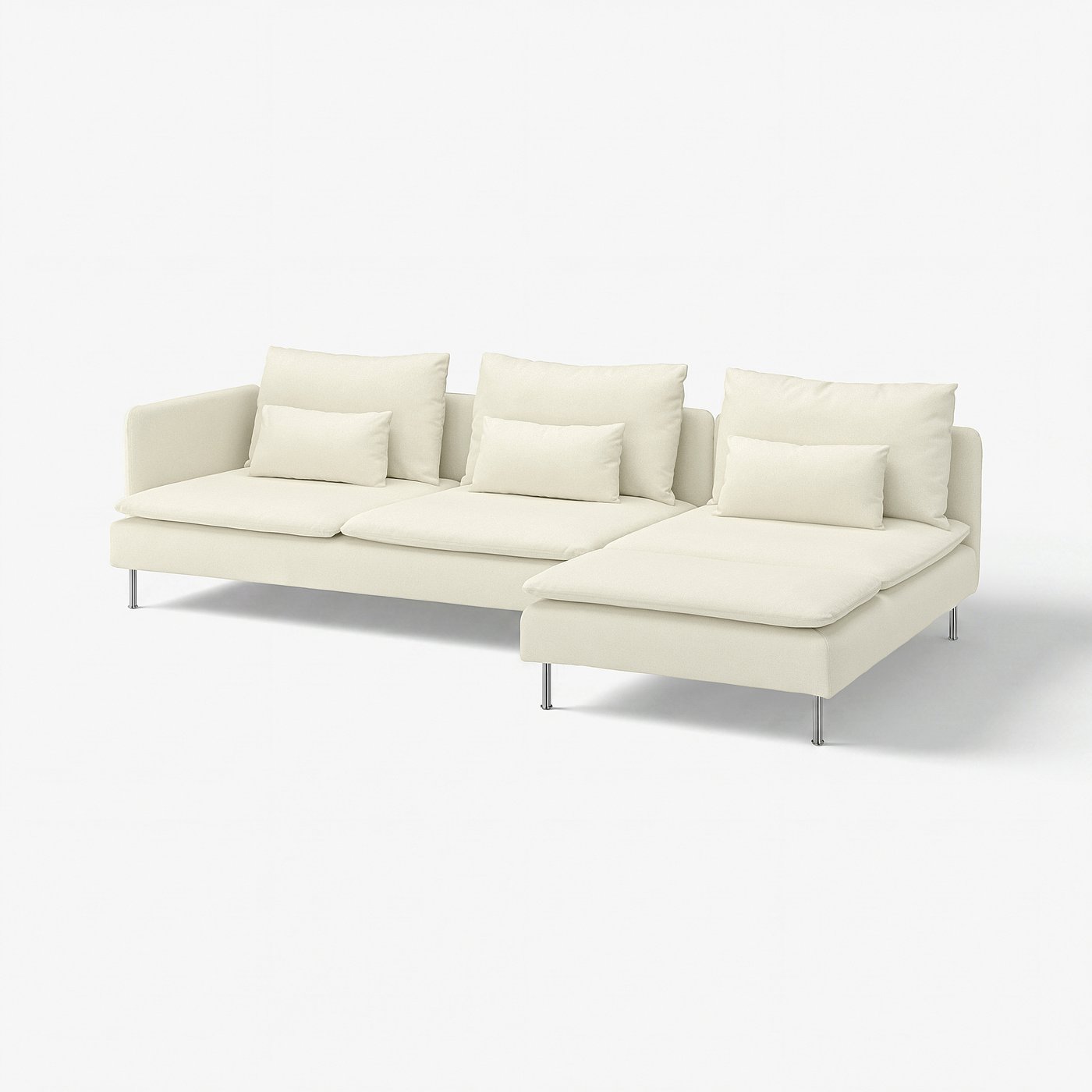 SÖDERHAMN 4-seat sofa with chaise longue, and open end/Johanneshov off-white, 285 cm