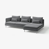 SÖDERHAMN 4-seat sofa with chaise longue, and open end/Johanneshov dark grey, 285 cm